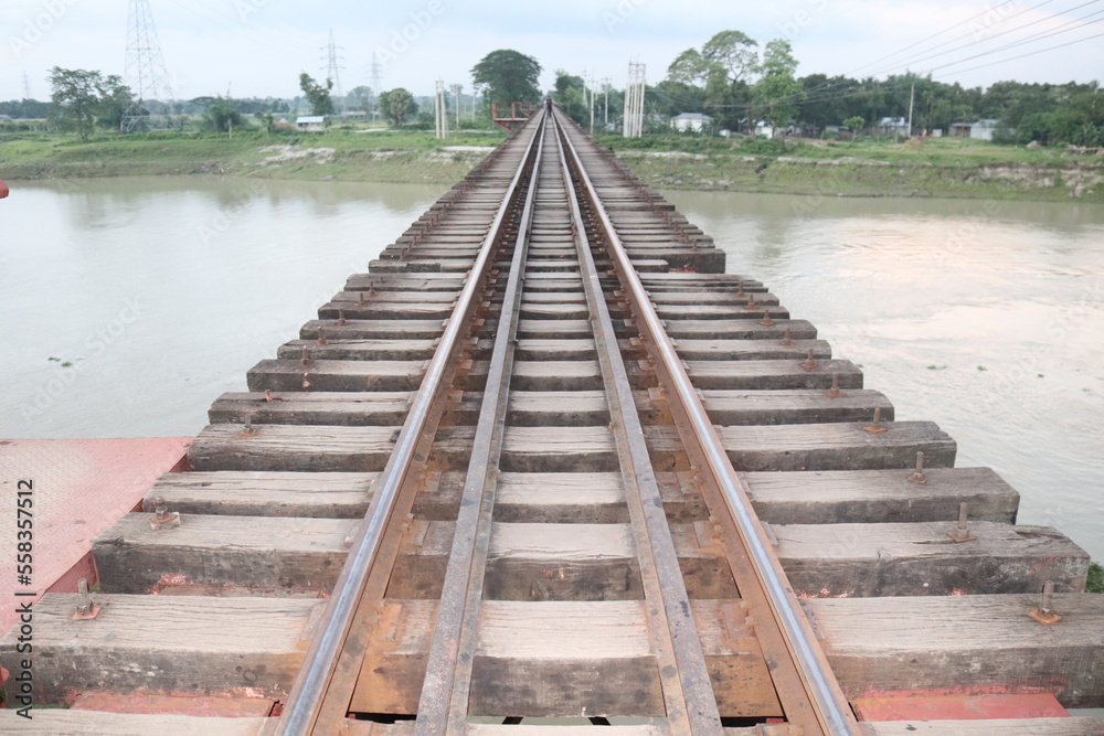 Beautful view of railway bridge on the river from Bangladesh Beautful view of railway bridge on the river from Bangladesh