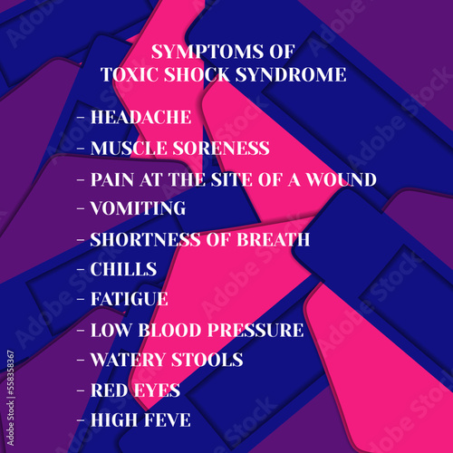 symptoms of Toxic Shock Syndrome.  Vector illustration for medical journal or brochure. 
