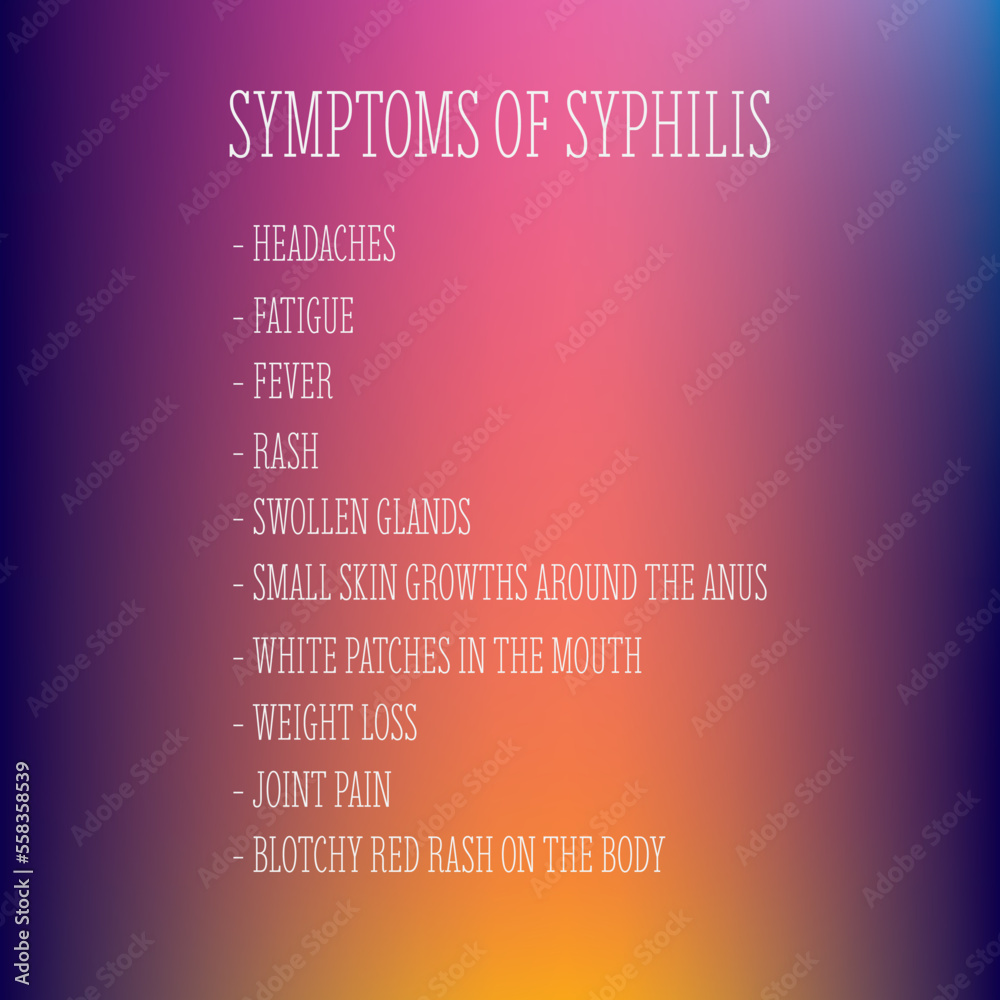 symptoms of Syphilis.  Vector illustration for medical journal or brochure. 