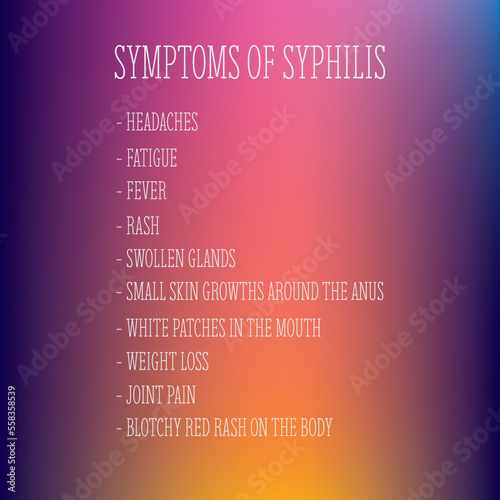 symptoms of Syphilis.  Vector illustration for medical journal or brochure. 