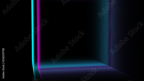 Absorption tunnel on a black background. Hypnotic abstract illusion. Abstract 3d portal. 3d rendering.