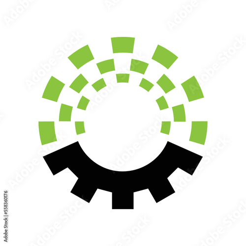 Gear and Pixel Logo