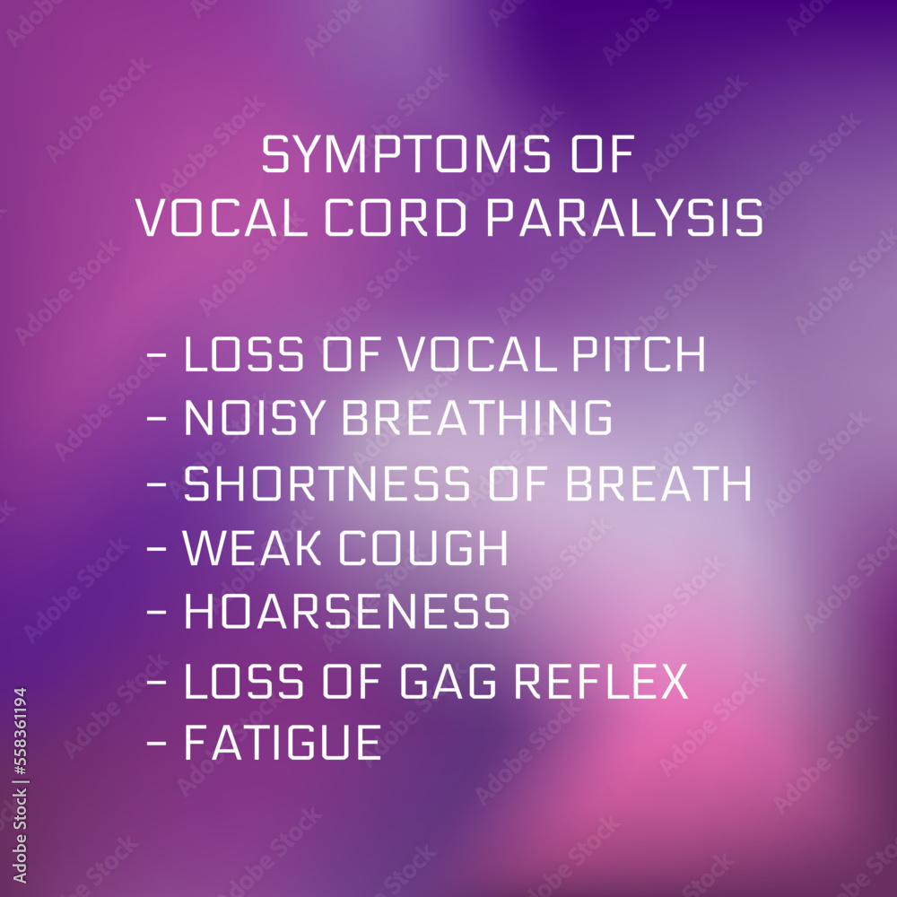 symptoms of vocal cord paralysis. Vector illustration for medical