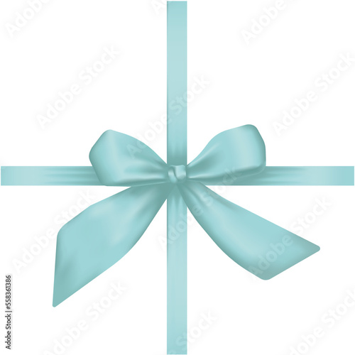 Vector illustration of a blue bow with a ribbon, realism