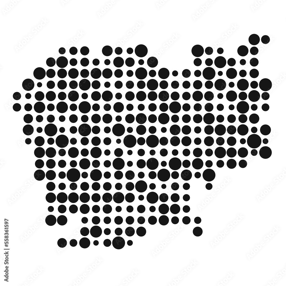 Cambodia Silhouette Pixelated pattern map illustration