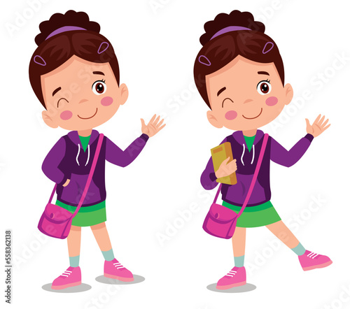 cute little girl with pink bag