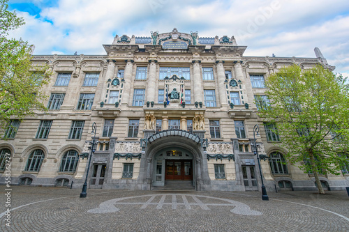 Facade of the Franz Liszt Academy of Music in Budapest, Hungary. A concert hall and music conservatory in the city founded in 1875 photo