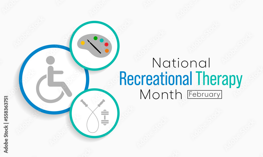Recreational Therapy month is observed every year in February, Vector illustration