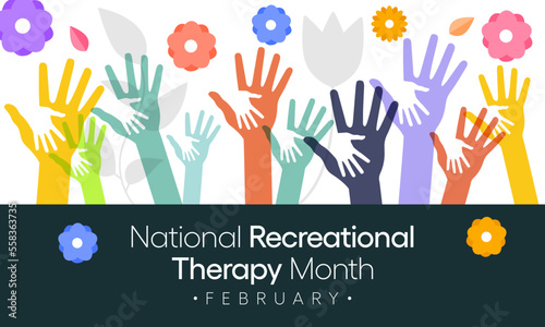 Recreational Therapy month is observed every year in February, Vector illustration