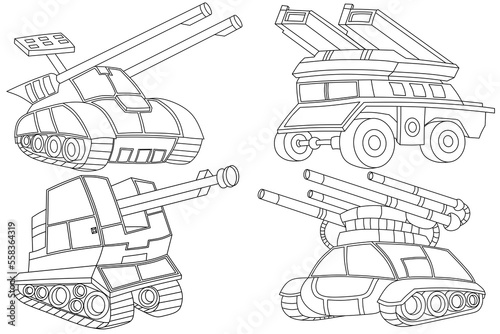 Tank line art for coloring page