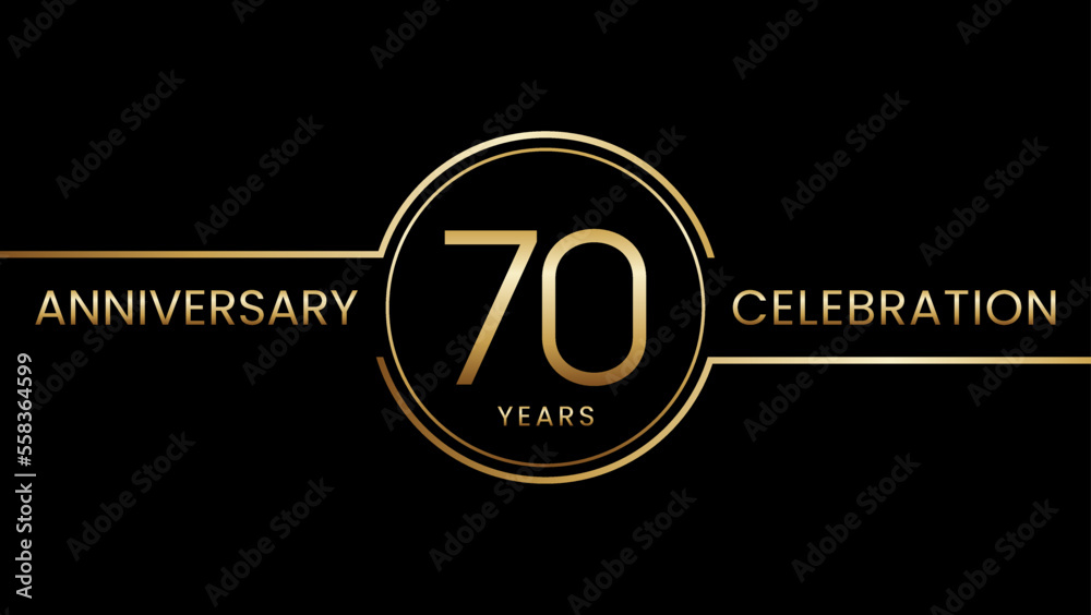 70th anniversary. Anniversary template design with golden text and ring. Logo Vector Template 70th anniversary. Anniversary template design with golden text and ring. Logo Vector Template