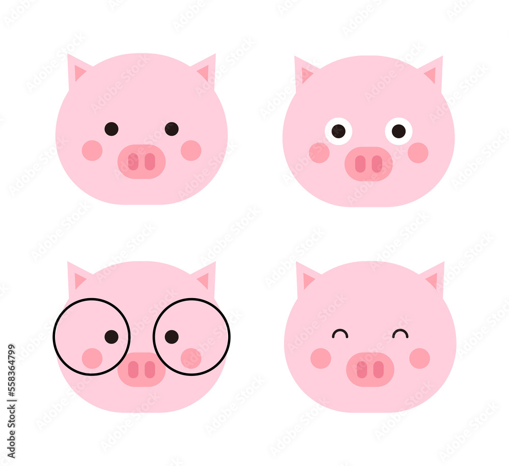 It is a pink pig animal character illustration icon with a cute and smiling expression. It is a pink pig animal character illustration icon with a cute and smiling expression.