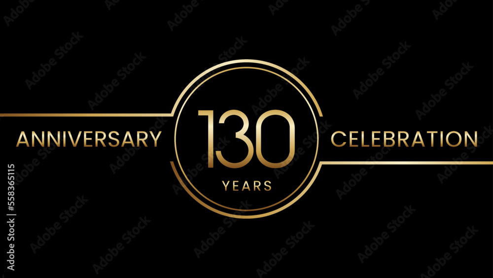 Fototapeta premium 130th anniversary. Anniversary template design with golden text and ring. Logo Vector Template