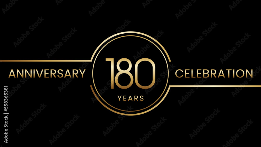 180th anniversary. Anniversary template design with golden text and ring. Logo Vector Template 180th anniversary. Anniversary template design with golden text and ring. Logo Vector Template