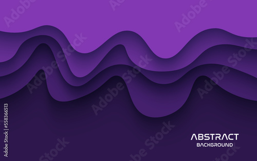 Multi layers purple color texture 3D papercut layers in gradient vector banner. Abstract paper cut art background design for website template. Topography map concept or smooth origami paper cut