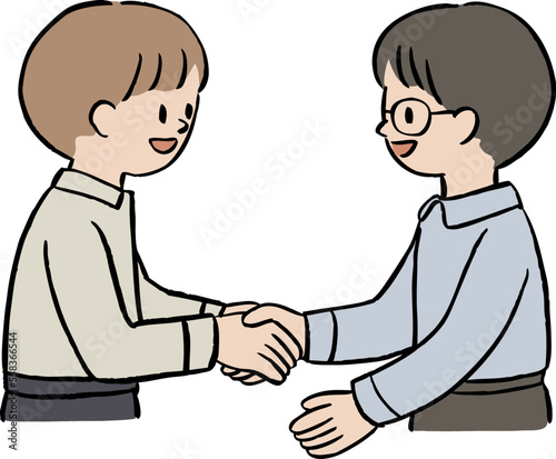 握手する男の子のイラスト