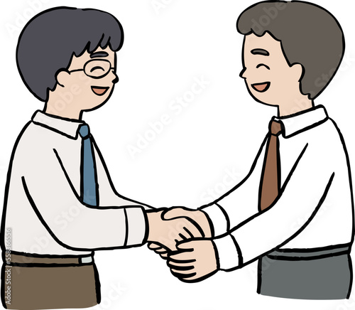 握手する大人の男のイラスト