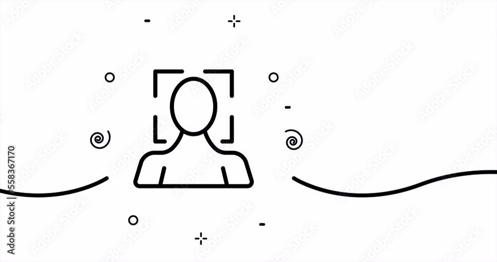 Face recognition. Face ID, unlock, frame, biometrics scan, security