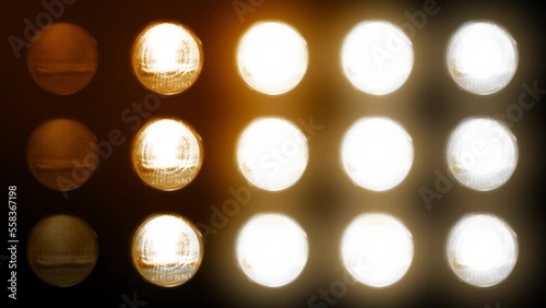 flashing Led wall light. Animation of flashing light bulbs on led wall or projectors for stage lights. Flashes on 19 different screens  4K video
