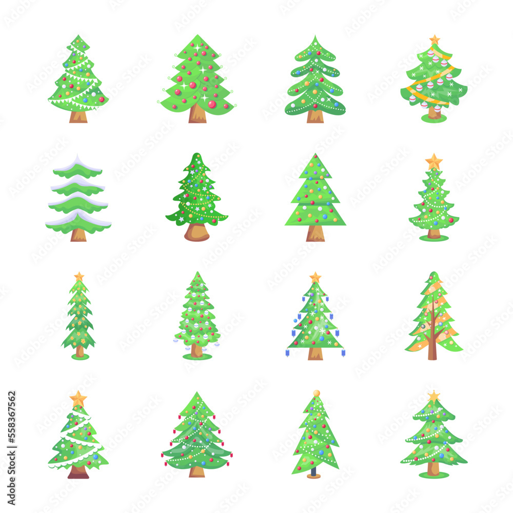 Bundle of Christmas Decor Flat Illustrations 

