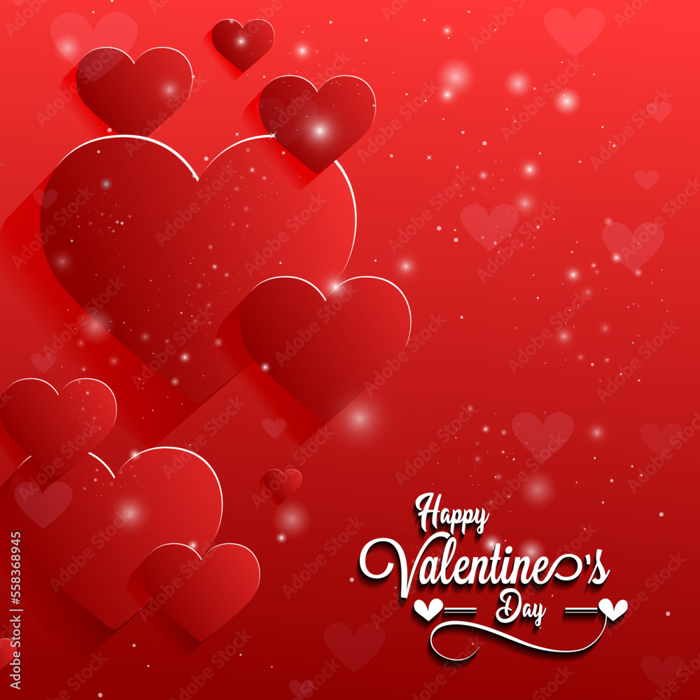 Happy Valentine's Day Banner Greeting Card with glossy colors and elegant graphic design
