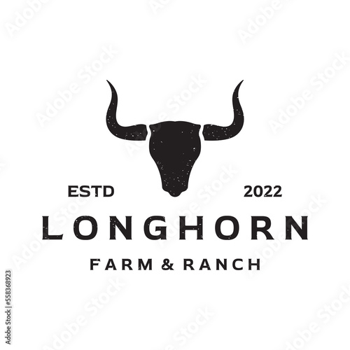 Longhorn bull, cow and buffalo vintage logo template. for badges, restaurant, business.