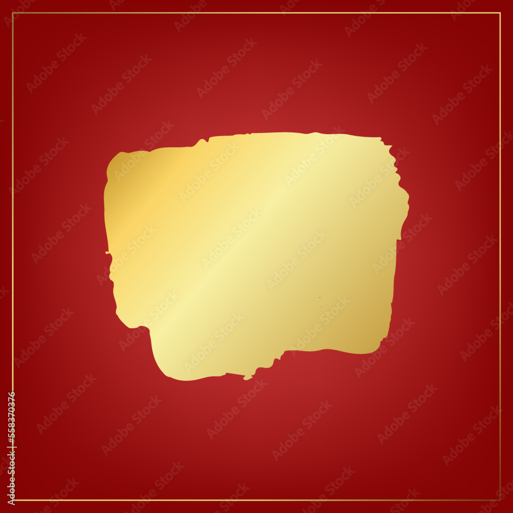 Golden label on red background and golden border with space. Lunar new year concept, Chinese new year background. vector.