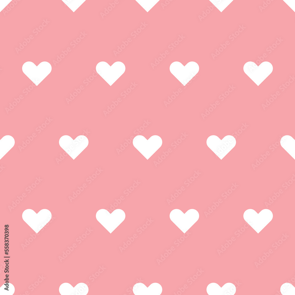 White heart on pink background, seamless pattern background. Valentine concept. vector.