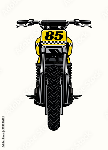 Front Side View of Racing Flat Tracker motorcycle