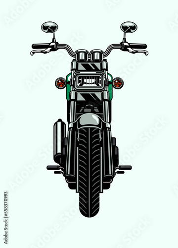 Front Side View of Vintage Regular Motorcycle