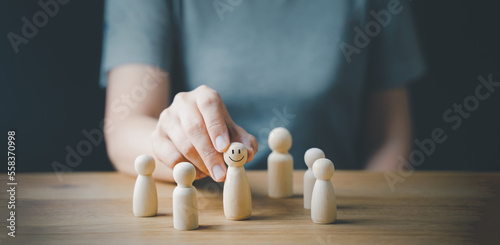 Human resources officer looking for leader and CEO concept. HR select labor for company job. Career occupation recruitment employee. Leadership hiring opportunity. Manpower employment.