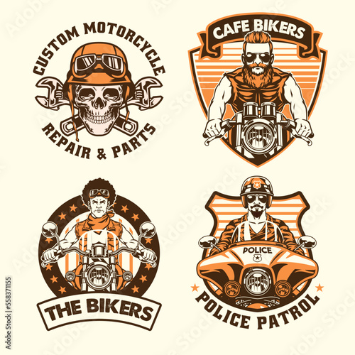 Set Vector of Motorcycle Concept badges