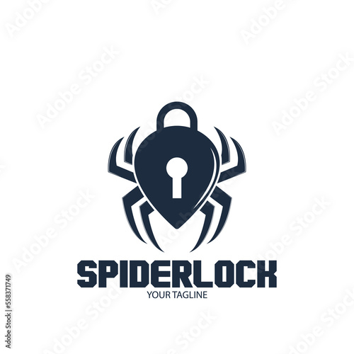 spider and padlock icon vector illustration template design