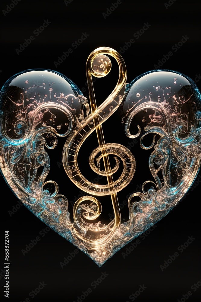 Fototapeta premium Treble clef inside a heart