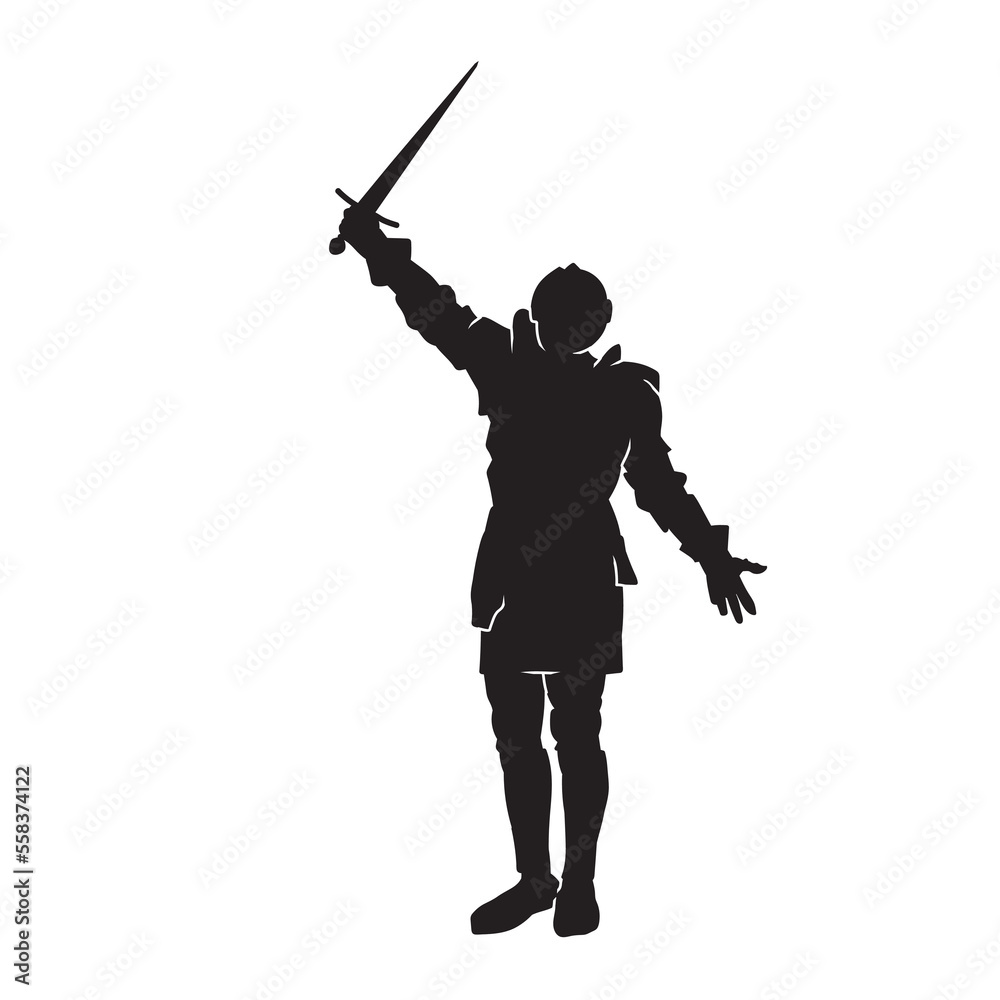 Silhouette Medieval warrior knight with axe vector silhouette