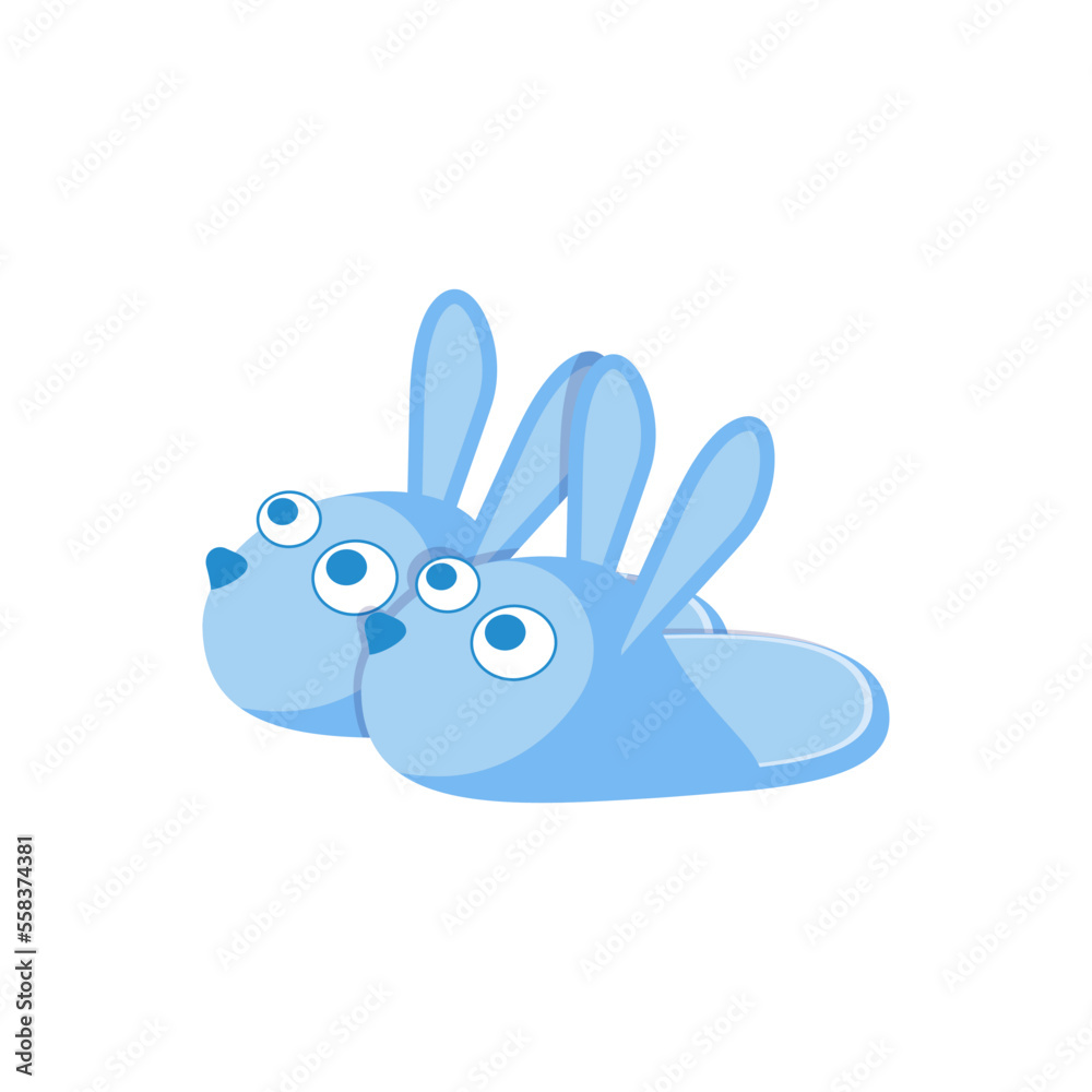 Vector illustration of bunny slippers, isolated on white background