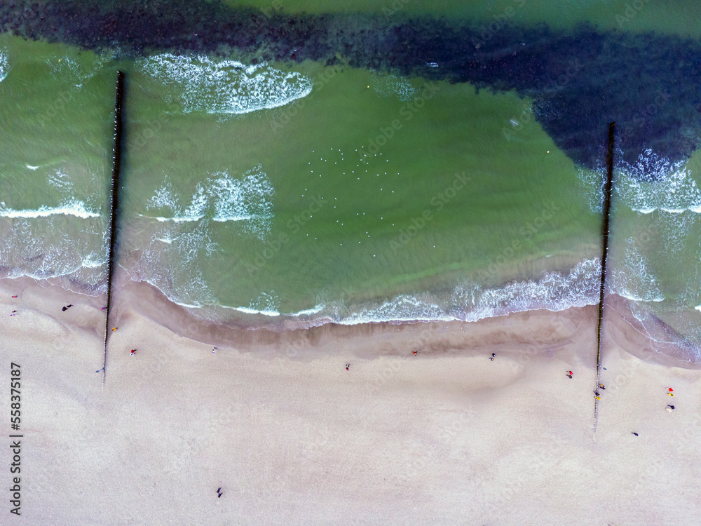 Aerial view. Seascape, Baltic sea, beach, winter, water, open space, nature.
