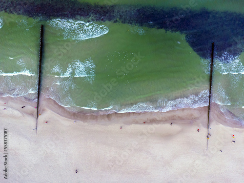Obraz na płótnie Aerial view. Seascape, Baltic sea, beach, winter, water, open space, nature. w salonie