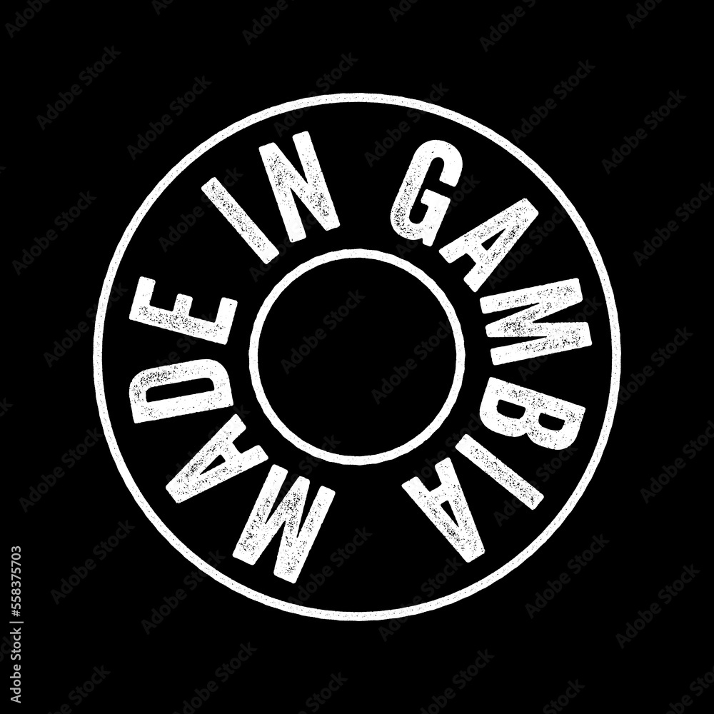 Made in Gambia text emblem stamp, concept background