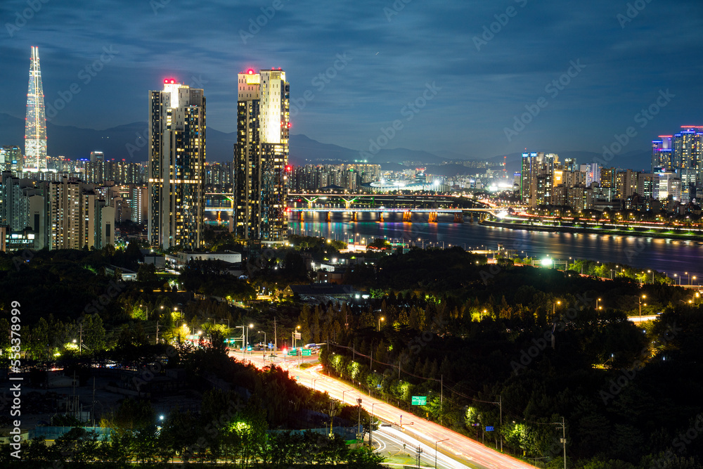 Obraz premium Night view around Seoul, Korea