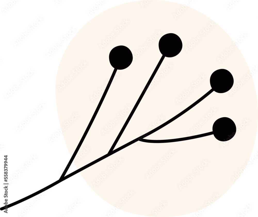 Leaves and flowers line art Contemporary floral design