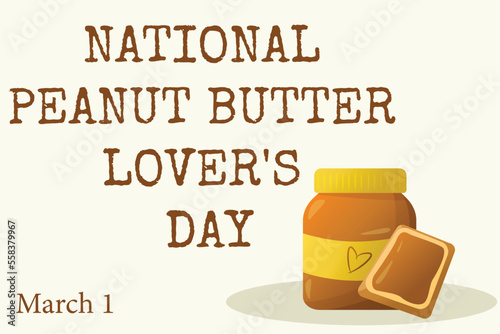 National Peanut Butter Lovers Day. Peanut Butter in jar in flat style