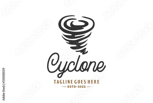 Retro Typhoon Cyclone Hurricane Tempest Logo Design Vector