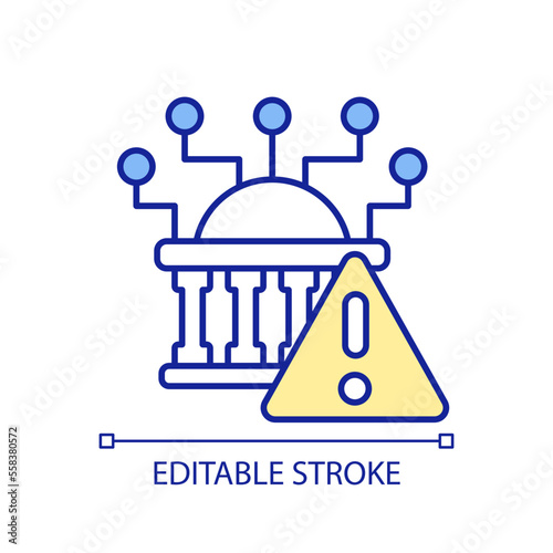Government system threats RGB color icon. Digitization failure. Processing problem. Administration data hazard. Isolated vector illustration. Simple filled line drawing. Editable stroke
