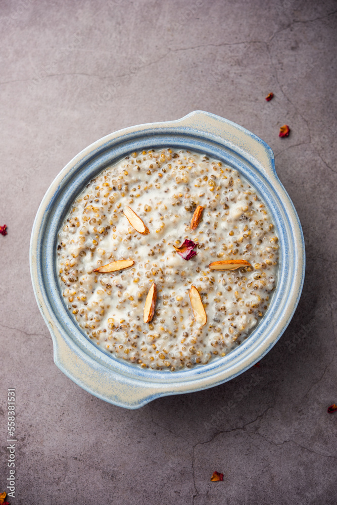 Kodo foxtail millet kheer or varagu arisi payasam is a popular Indian dessert Stock Photo