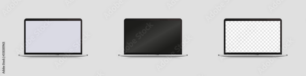 Laptop realistic device vector set. Computer with shadow notebook screen mockup. Laptop realistic device vector set. Computer with shadow notebook screen mockup.
