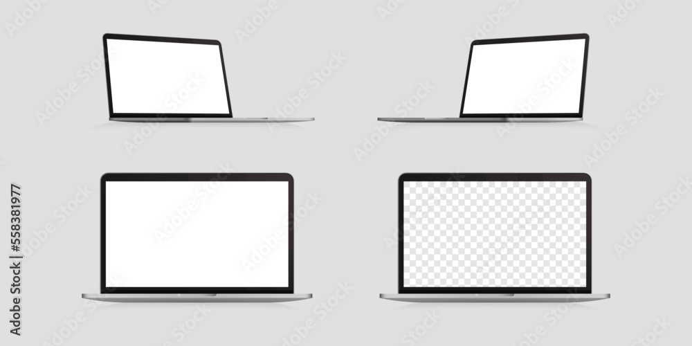 Laptop realistic device vector set. Laptop frame. Mockup generic device. EPS 10