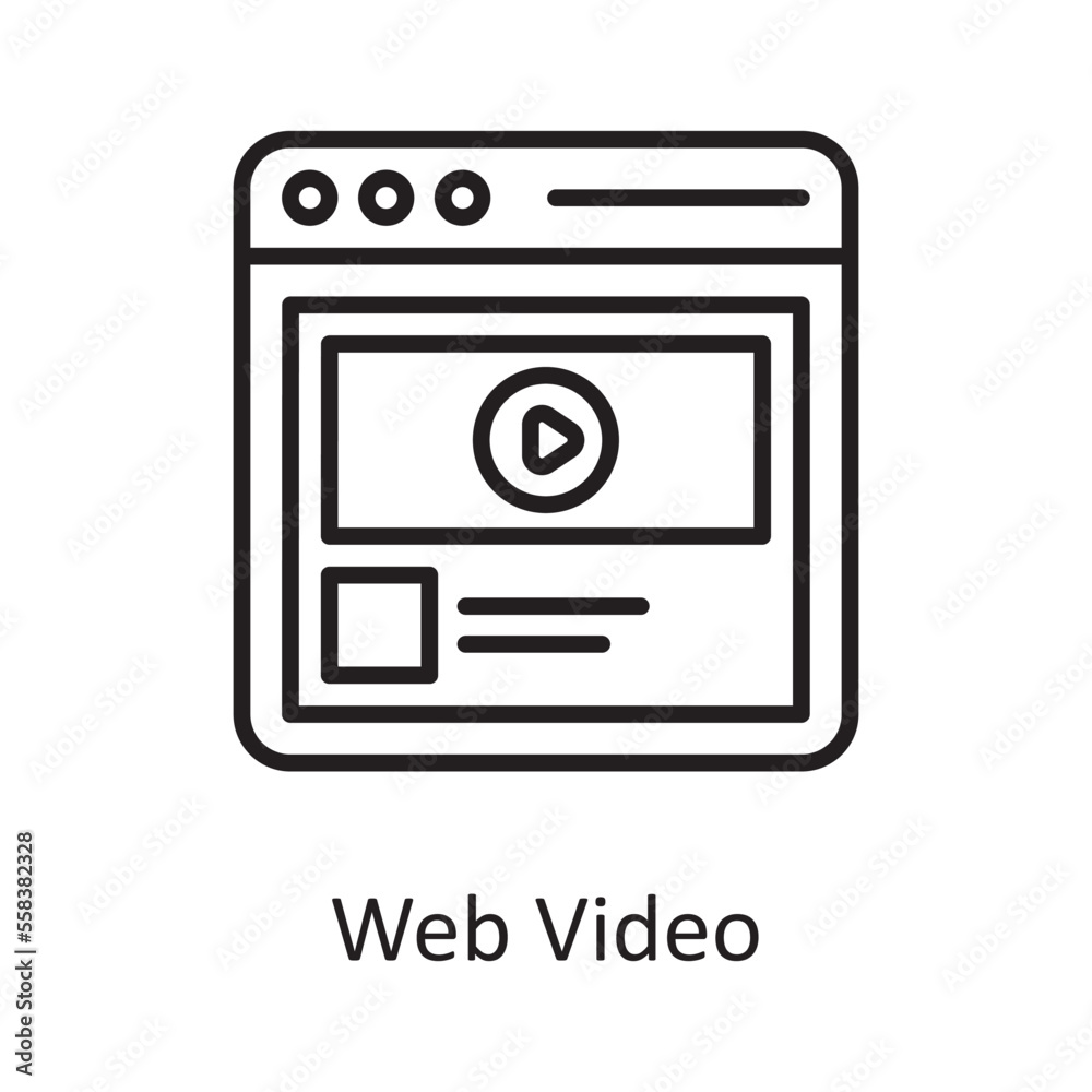 Web Video Vector Outline Icon Design illustration. Design and Development Symbol on White background EPS 10 File