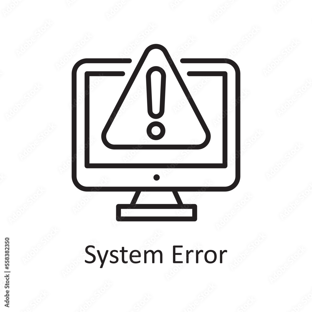 System Error Vector Outline Icon Design illustration. Design and Development Symbol on White background EPS 10 File System Error Vector Outline Icon Design illustration. Design and Development Symbol on White background EPS 10 File