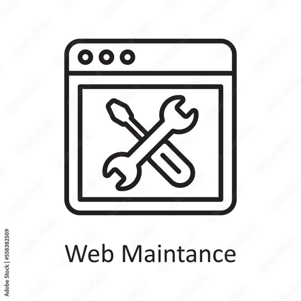 Web maintance Vector Outline Icon Design illustration. Design and Development Symbol on White background EPS 10 File Web maintance Vector Outline Icon Design illustration. Design and Development Symbol on White background EPS 10 File
